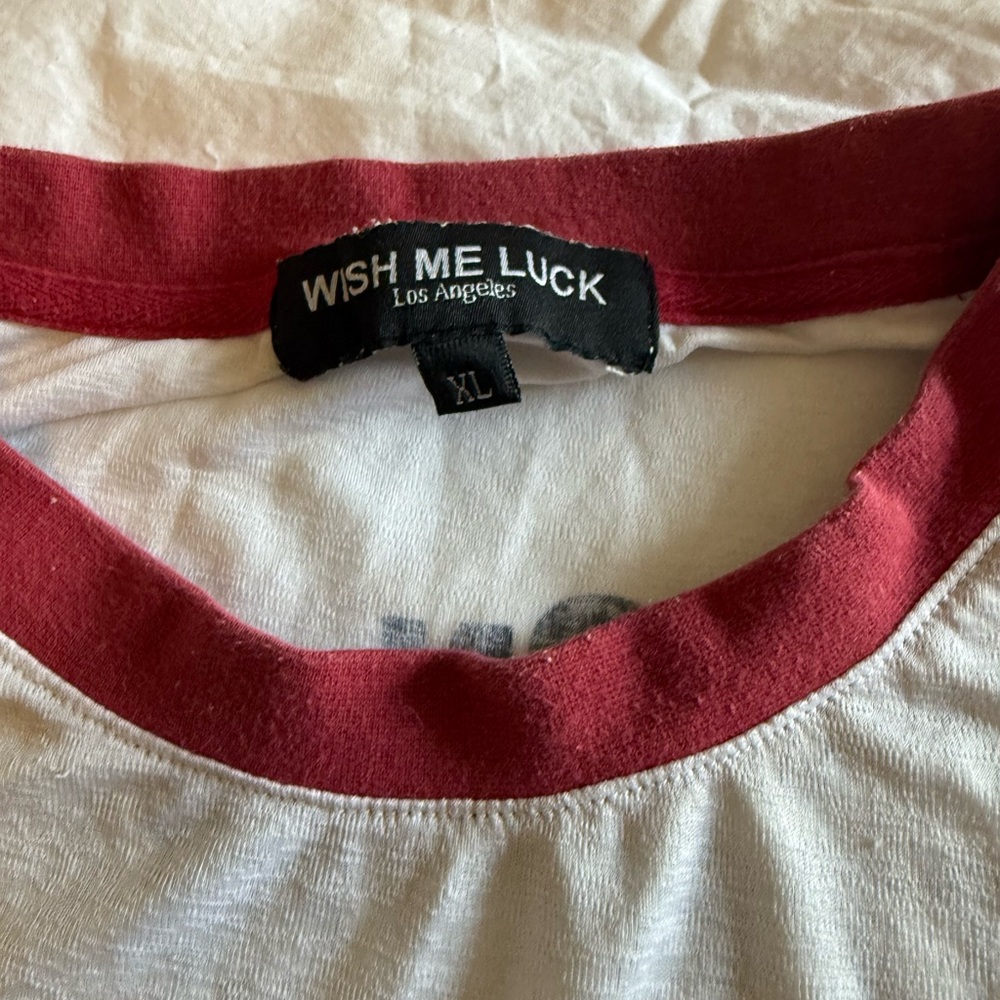 Wish White Tee with Red Accents and Graphic - Picture 3 of 3